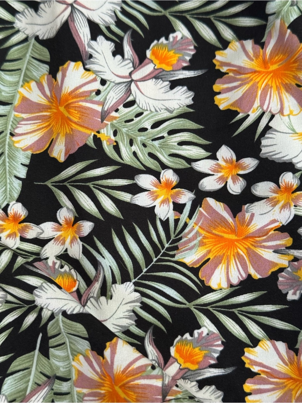 ❤️2/$20 Small Women’s Black Floral Tropical Hawaiian Romper Orange Vacation (B6) - Picture 2 of 3